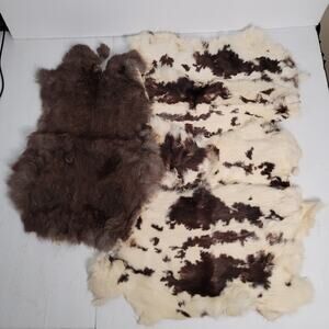 Luxurious Natural Rabbit Fur Pelts - 5 Pieces, 16x8 Inches